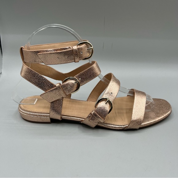 J. Crew Metallic Rose Gold Gladiator Buckle Sandals